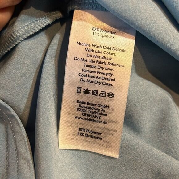 Eddie Bauer Womens Light Blue Flexion Lightweight Shirt M 4-Way Stretch FreeDry - Picture 6 of 8